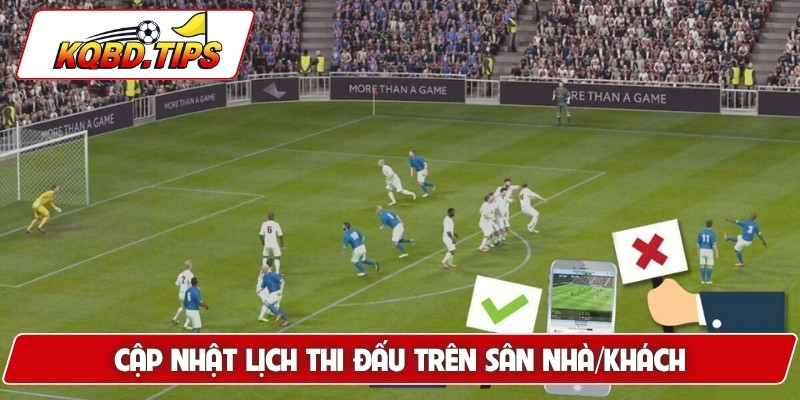 Cập nhật lịch thi đấu trên sân nhà/khách